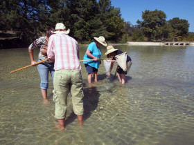 Collecting samples in the Blanco river